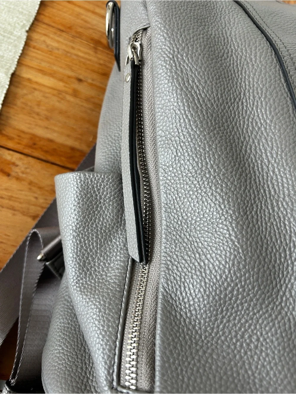 S-ZONE Leather Backpack Purses for Women Antitheft Bag - Medium - Grey
